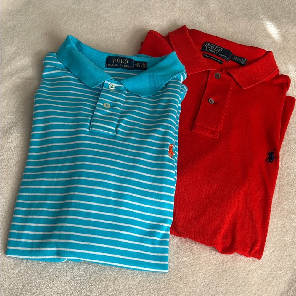 Polo Ralph Lauren Turquoise Striped and Red Polo Shirt